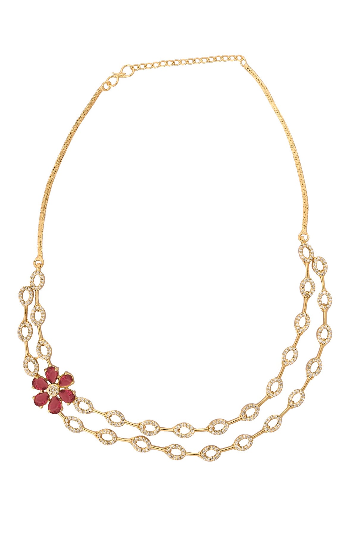 Ruby Embellished Necklace Set 