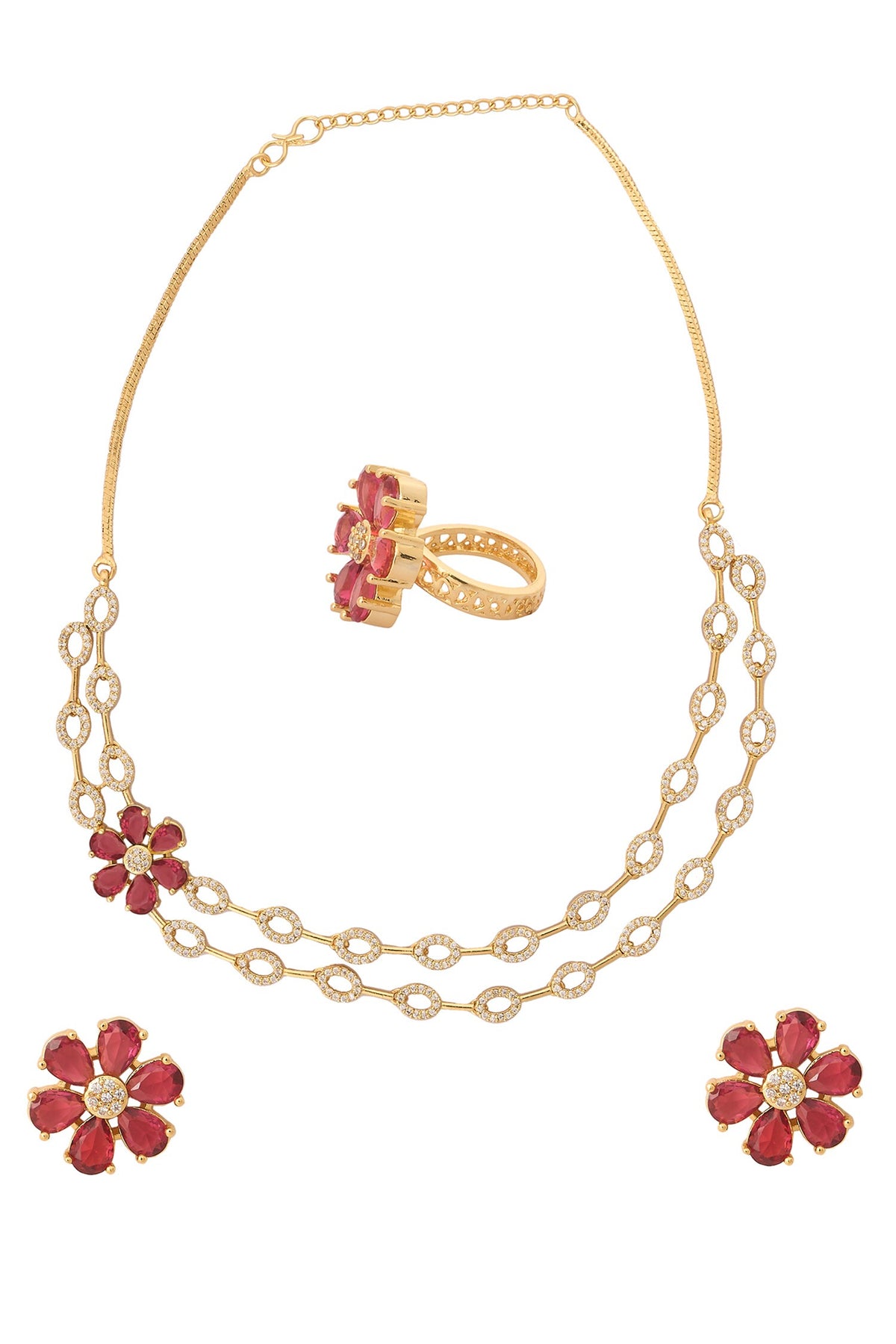 Ruby Embellished Necklace Set 
