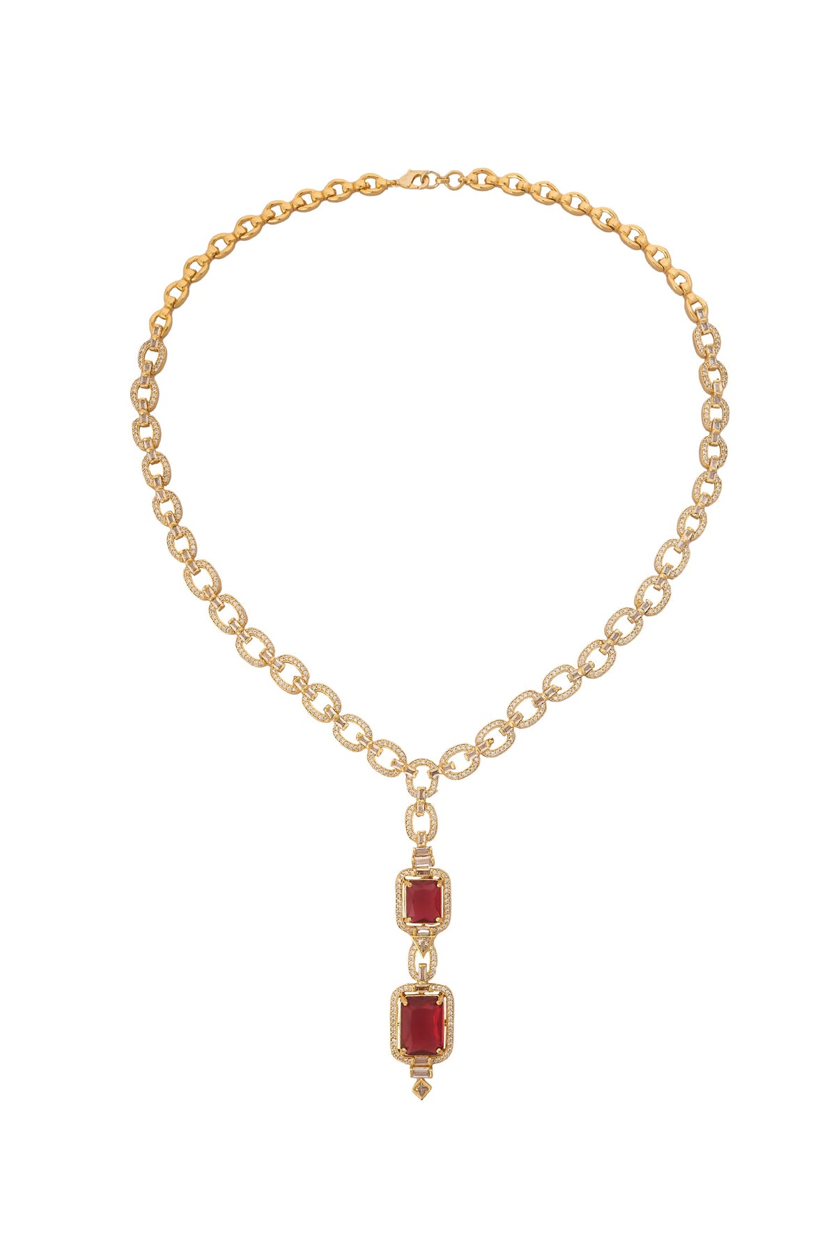 Ruby Embellished Necklace Set 