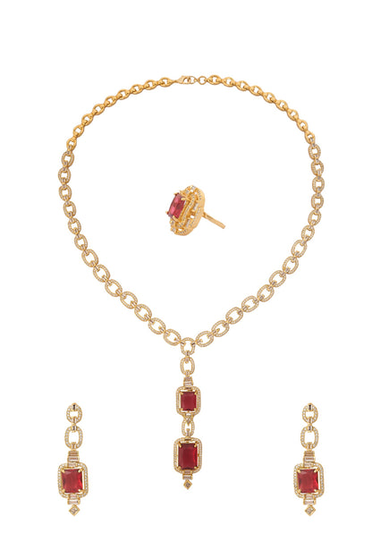 Ruby Embellished Necklace Set 