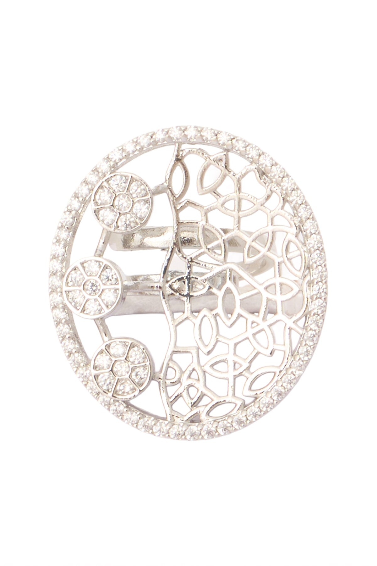 Silver & White Embellished Necklace Set 