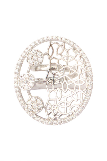 Silver & White Embellished Necklace Set 