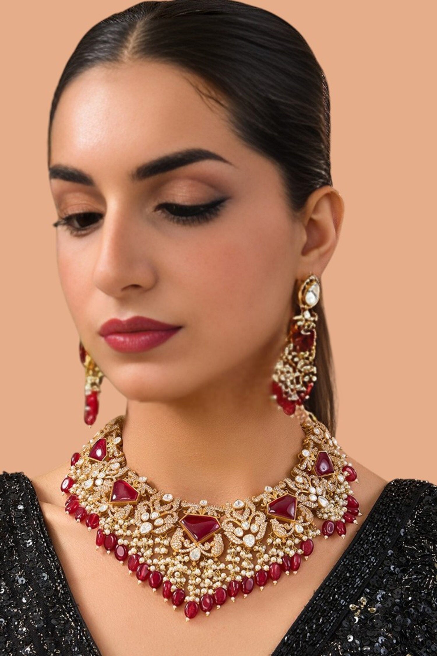 Kundan Work Necklace Set 