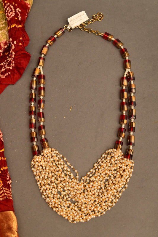 Gulnaar Glass Beads & Pearl Necklace 
