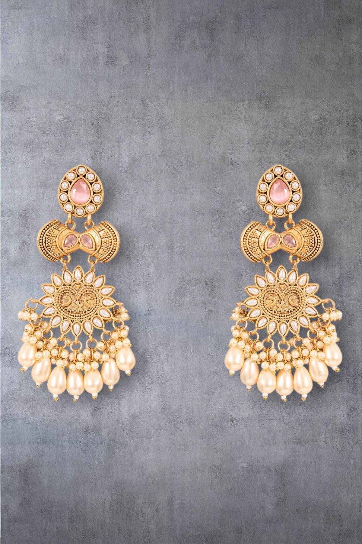 Gold-Plated Floral Design Earrings 