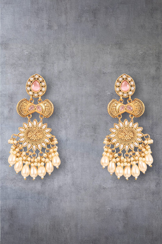 Gold-Plated Floral Design Earrings 