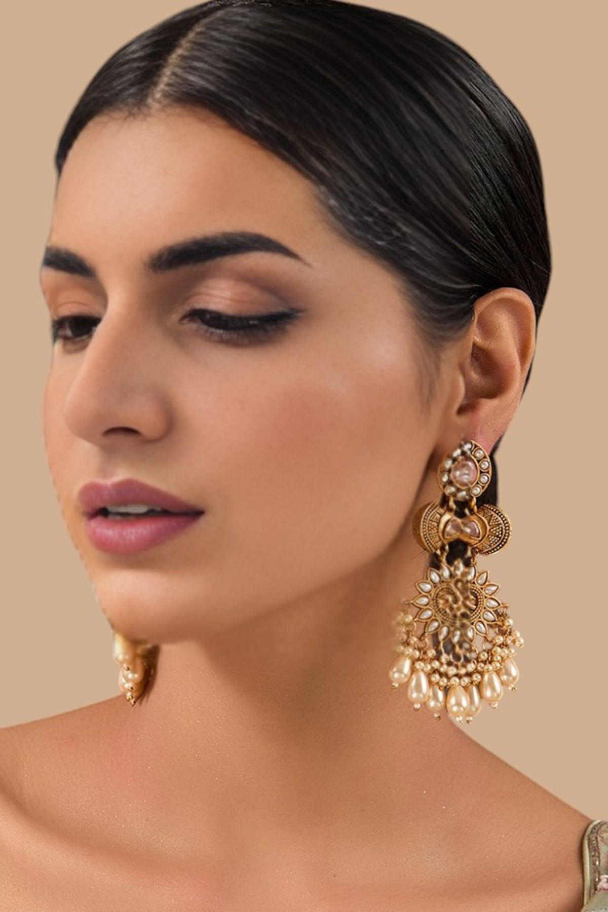Gold-Plated Floral Design Earrings 
