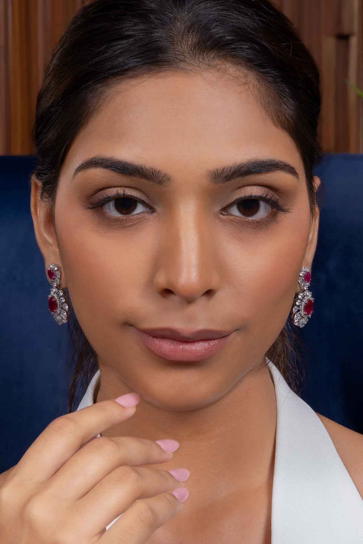 Oval Rubies Drop Earrings 