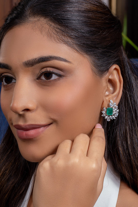 Marquise & Emeralds Studs 