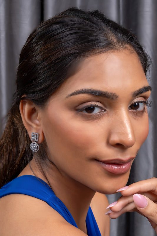 Twin Halo Solitaire Earrings 