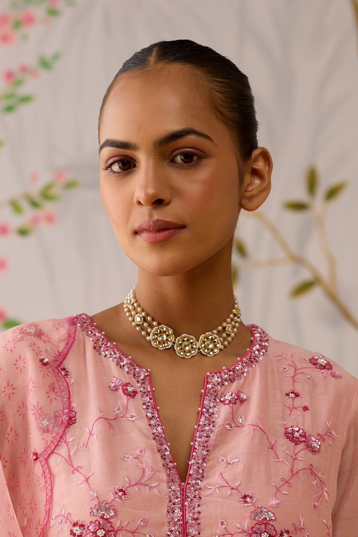 Pachi Kundan & Glass Pearl Choker 