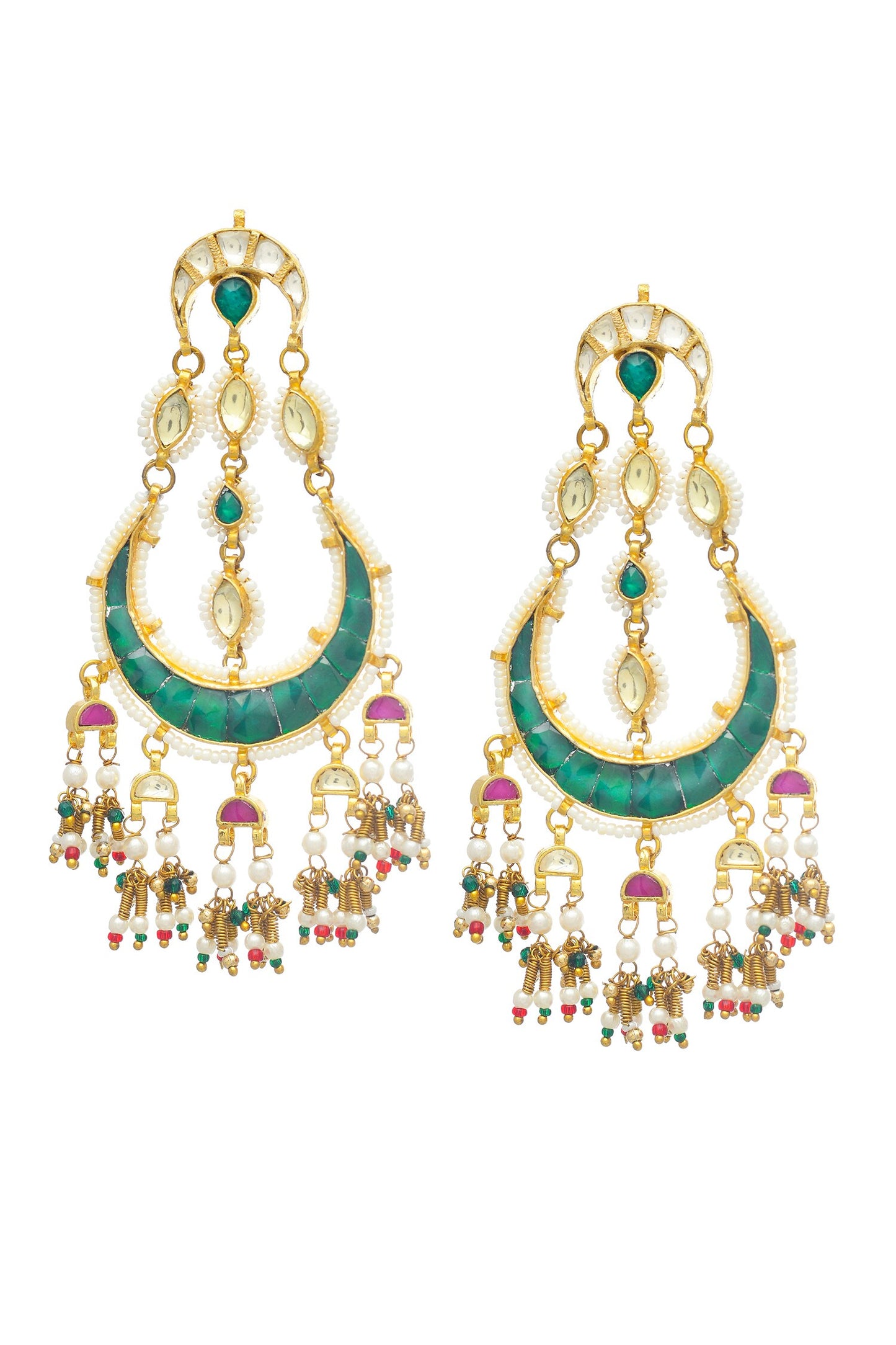Multi Color Crescent Drop Earrings 