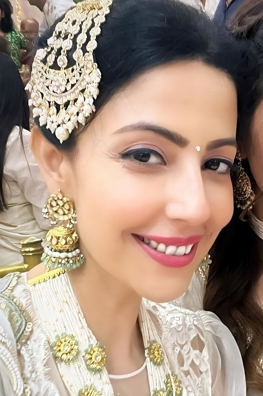 Kundan & Bead Drop Jhumkas 