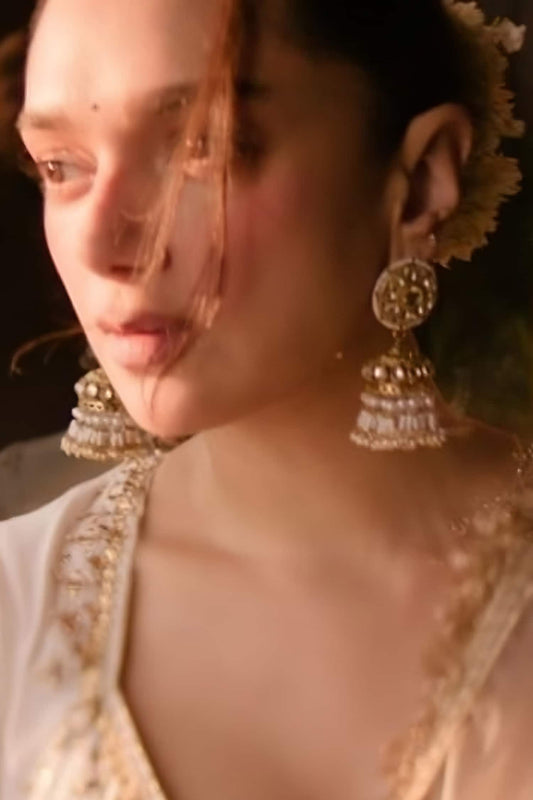 Kundan & Pearl Beaded Jhumka Earrings 