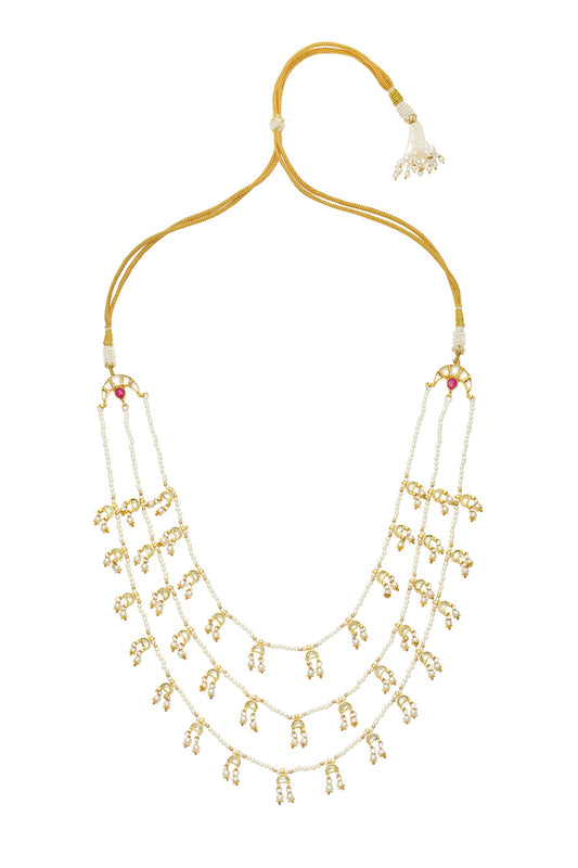 Layered Pearl & Gold Polish Necklace 