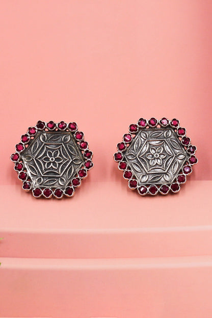 Vintage Floral Silver Studs 