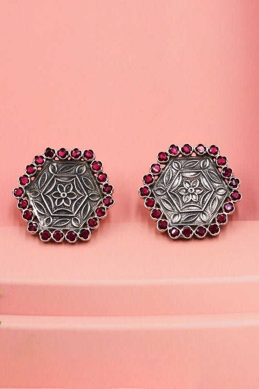 Vintage Floral Silver Studs 