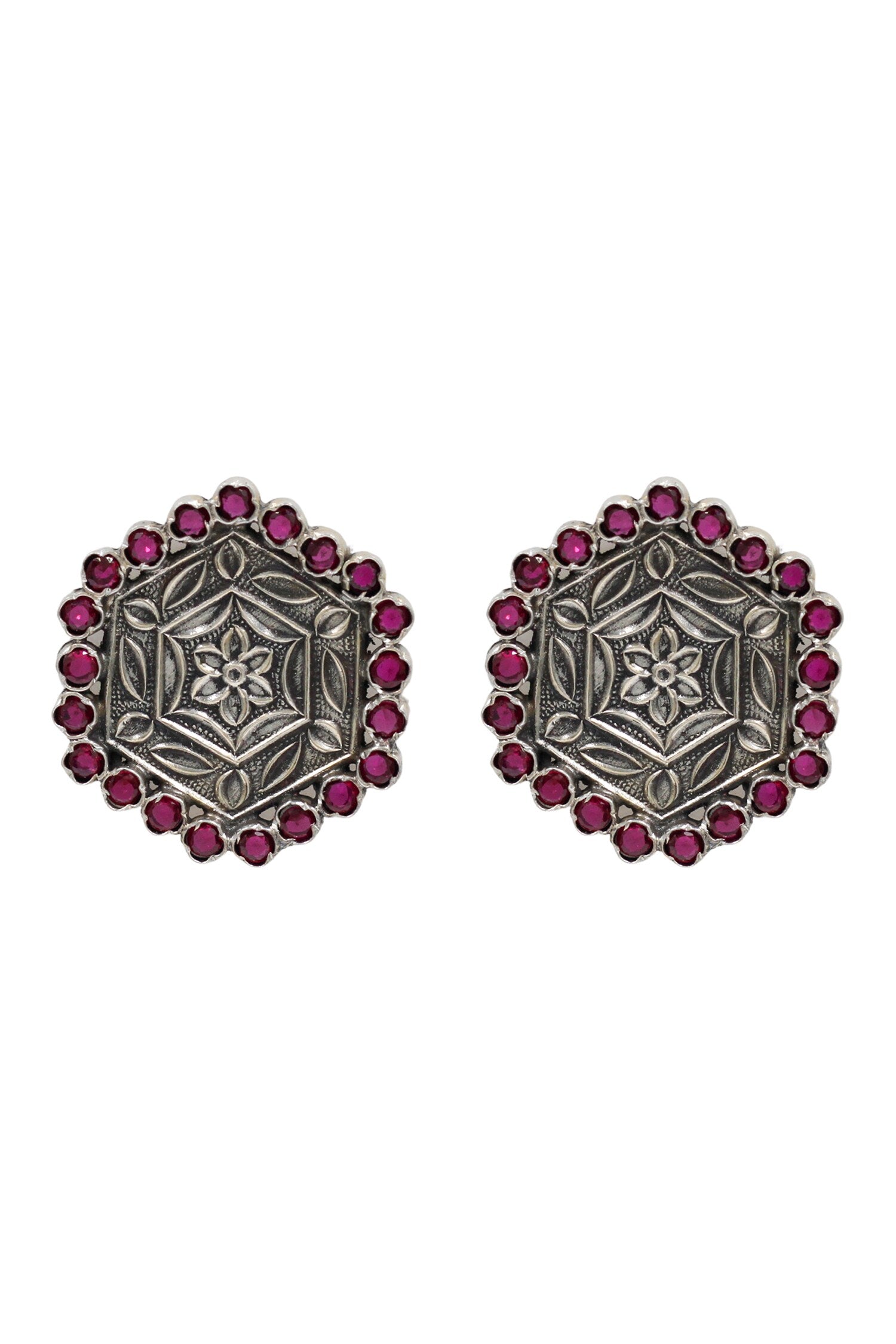 Vintage Floral Silver Studs 