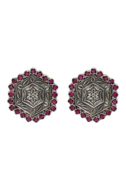 Vintage Floral Silver Studs 