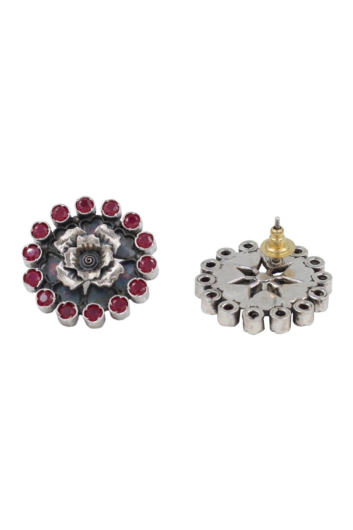 Floral Bloom Silver Studs 