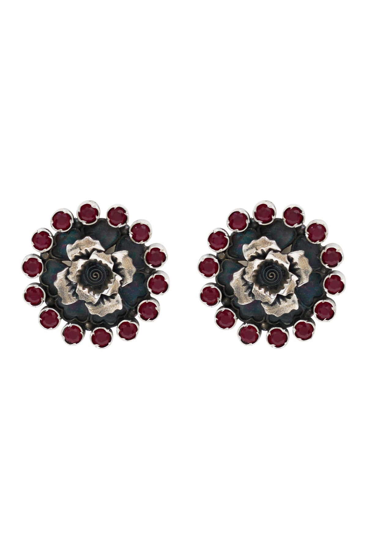 Floral Bloom Silver Studs 