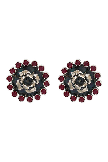 Floral Bloom Silver Studs 