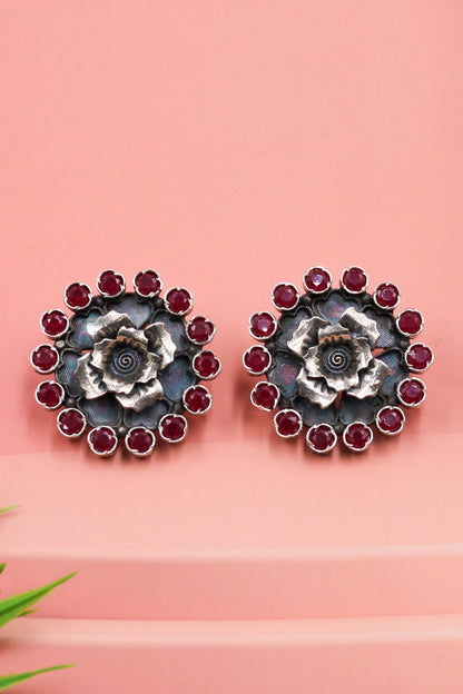 Floral Bloom Silver Studs 