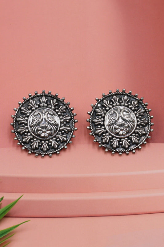 Oxidised Handcrafted Silver Earrings 
