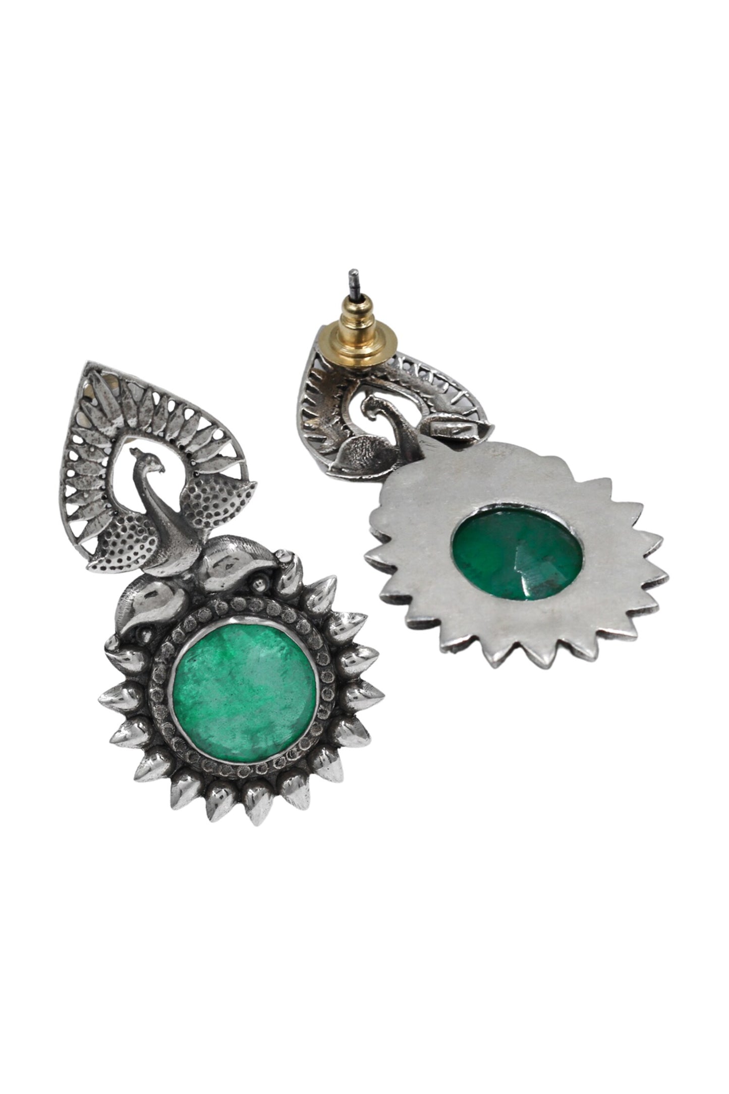 Peacock Heritage Silver Earrings 