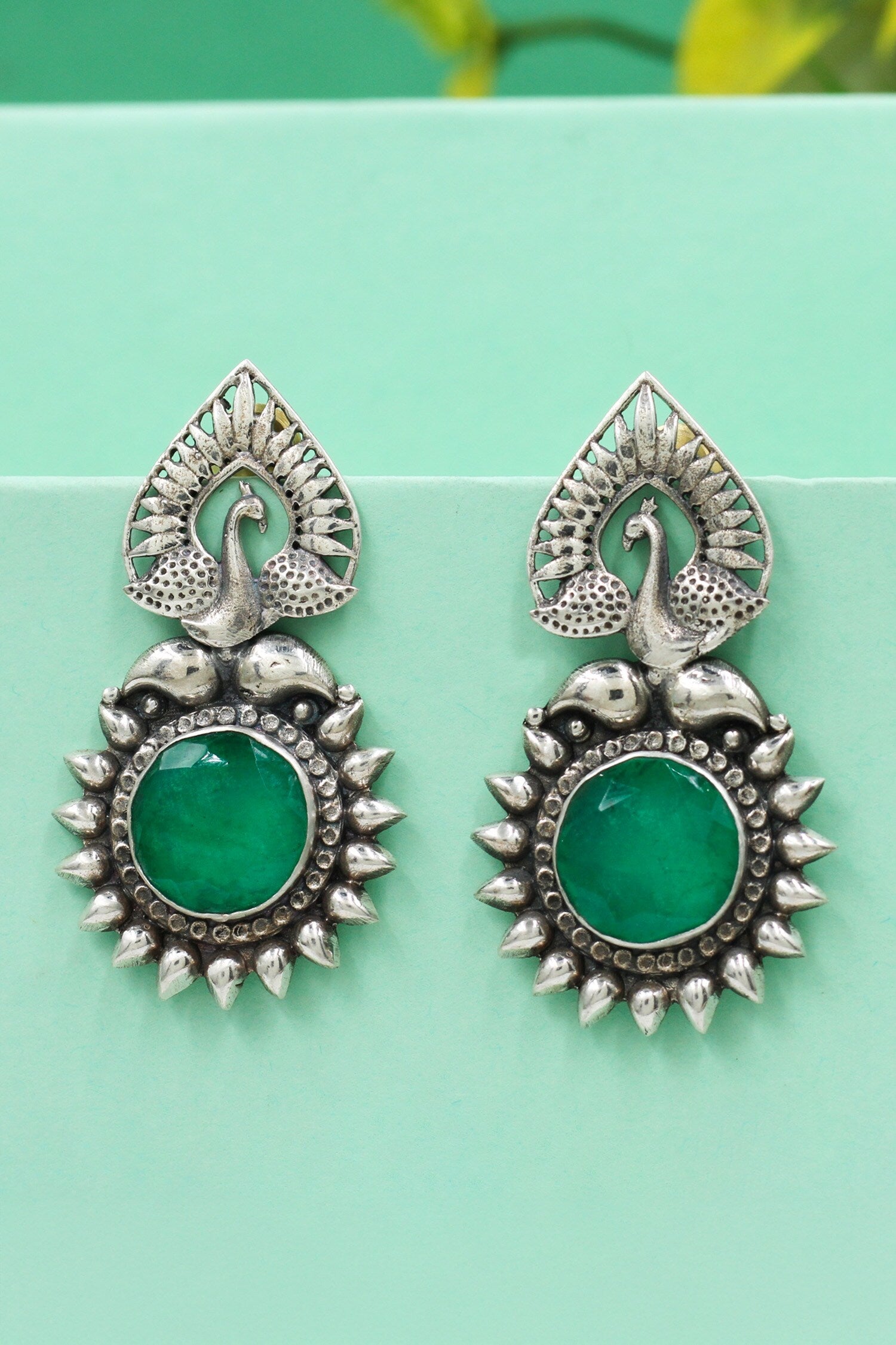 Peacock Heritage Silver Earrings 