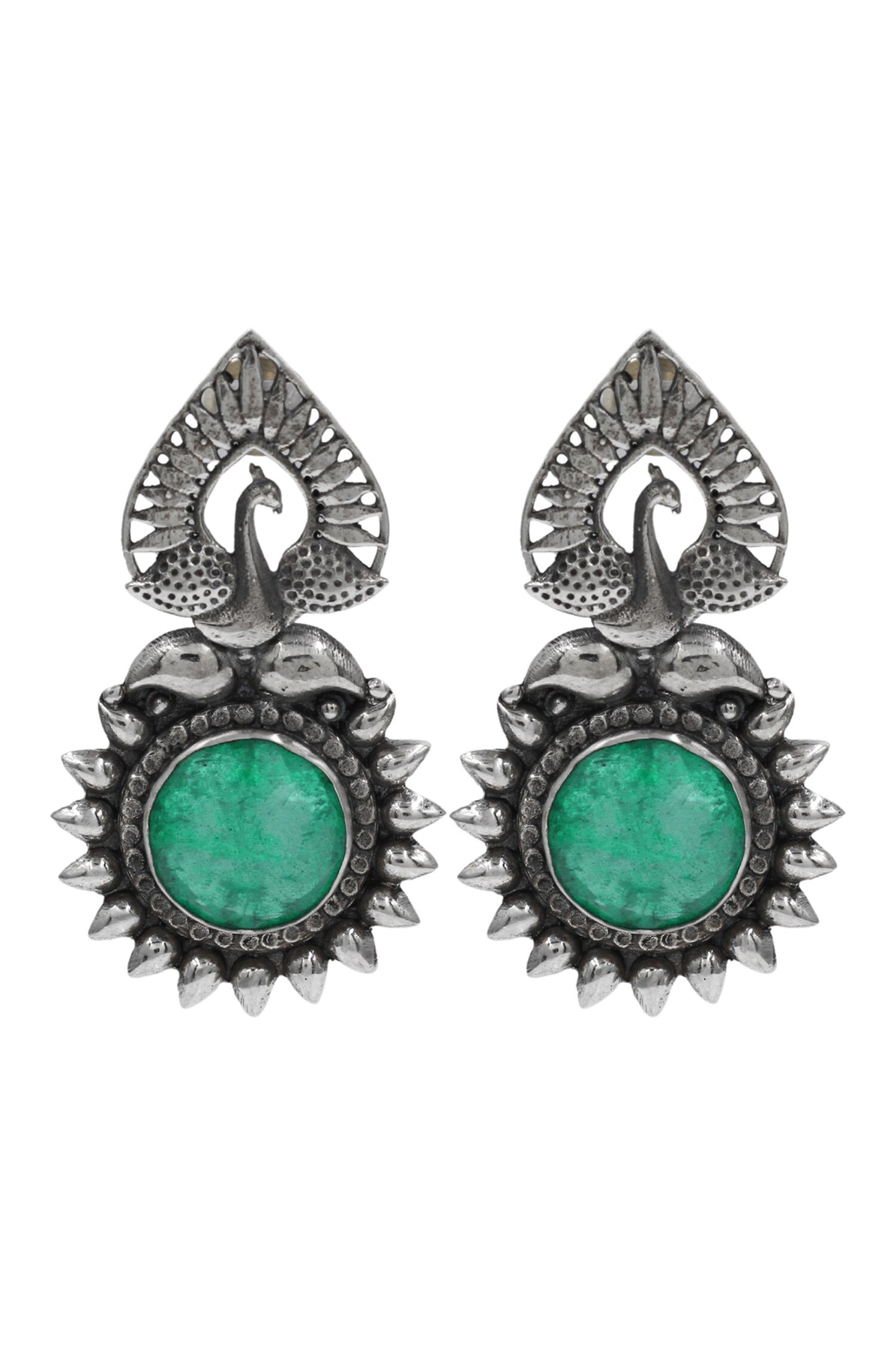 Peacock Heritage Silver Earrings 