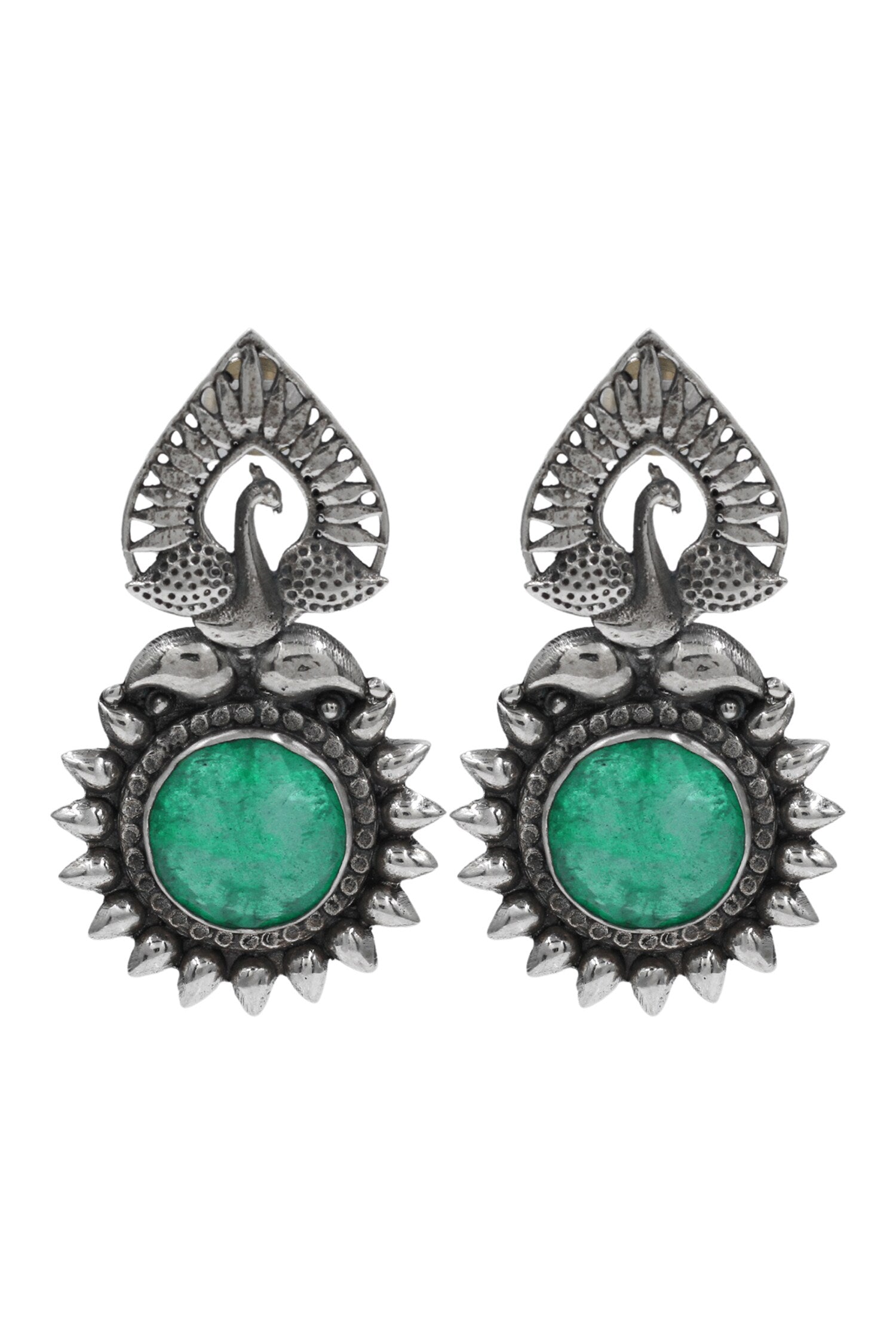 Peacock Heritage Silver Earrings 