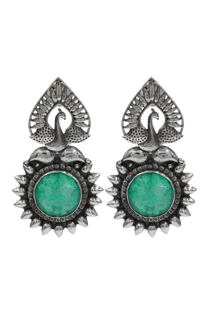 Peacock Heritage Silver Earrings 