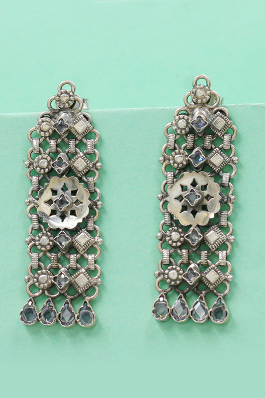 Heritage Bloom Silver Earrings 