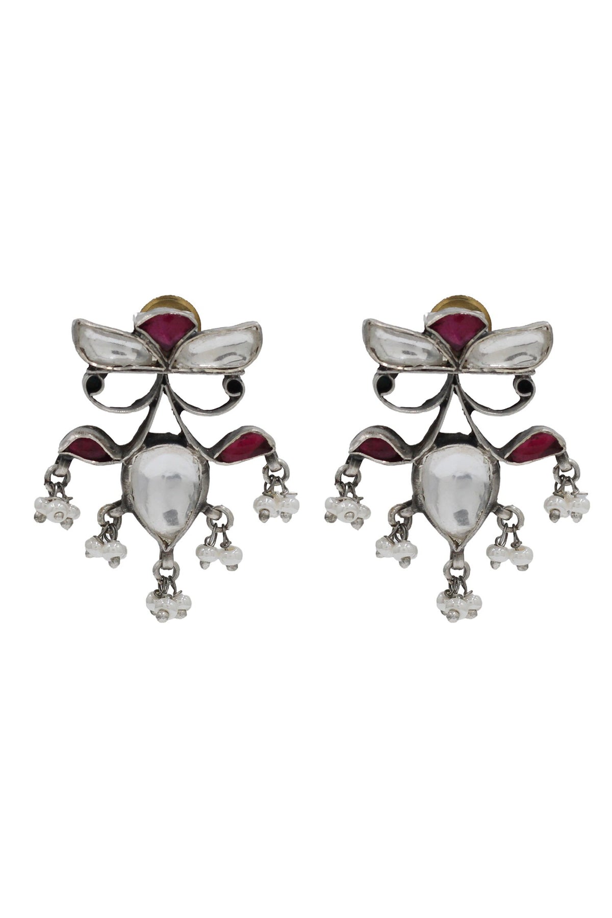 Heritage Kundan Silver Earrings 