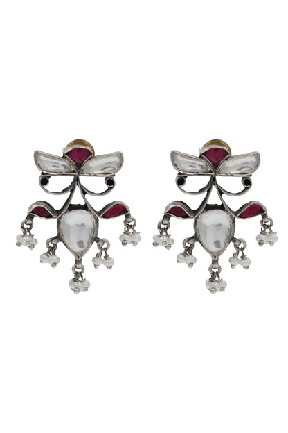 Heritage Kundan Silver Earrings 
