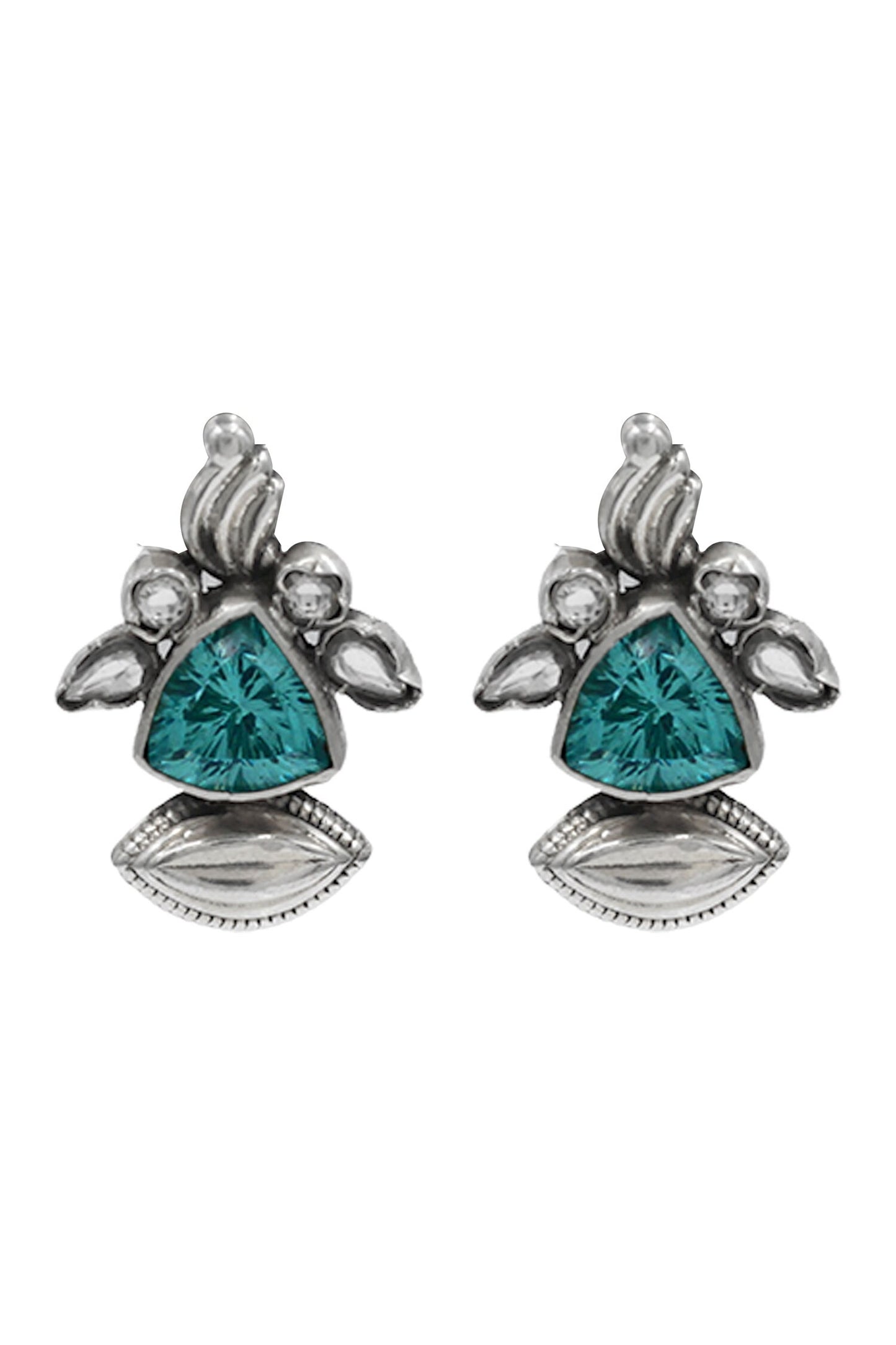 Aqua Bloom Silver Earrings 