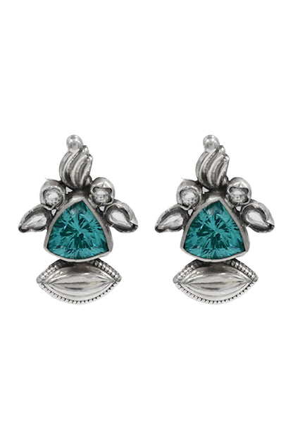 Aqua Bloom Silver Earrings 