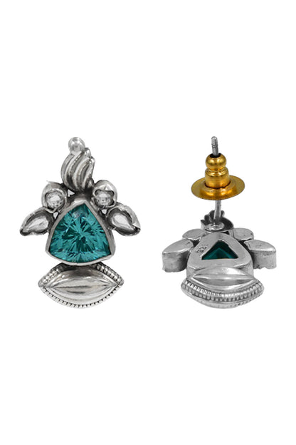 Aqua Bloom Silver Earrings 