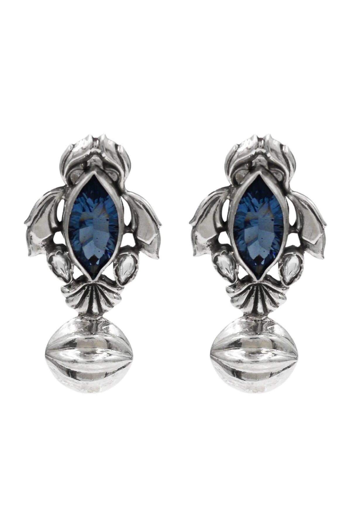 Midnight Bloom Silver Earrings 