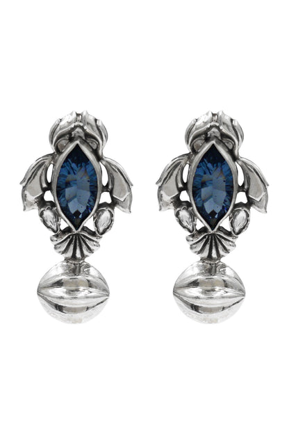 Midnight Bloom Silver Earrings 