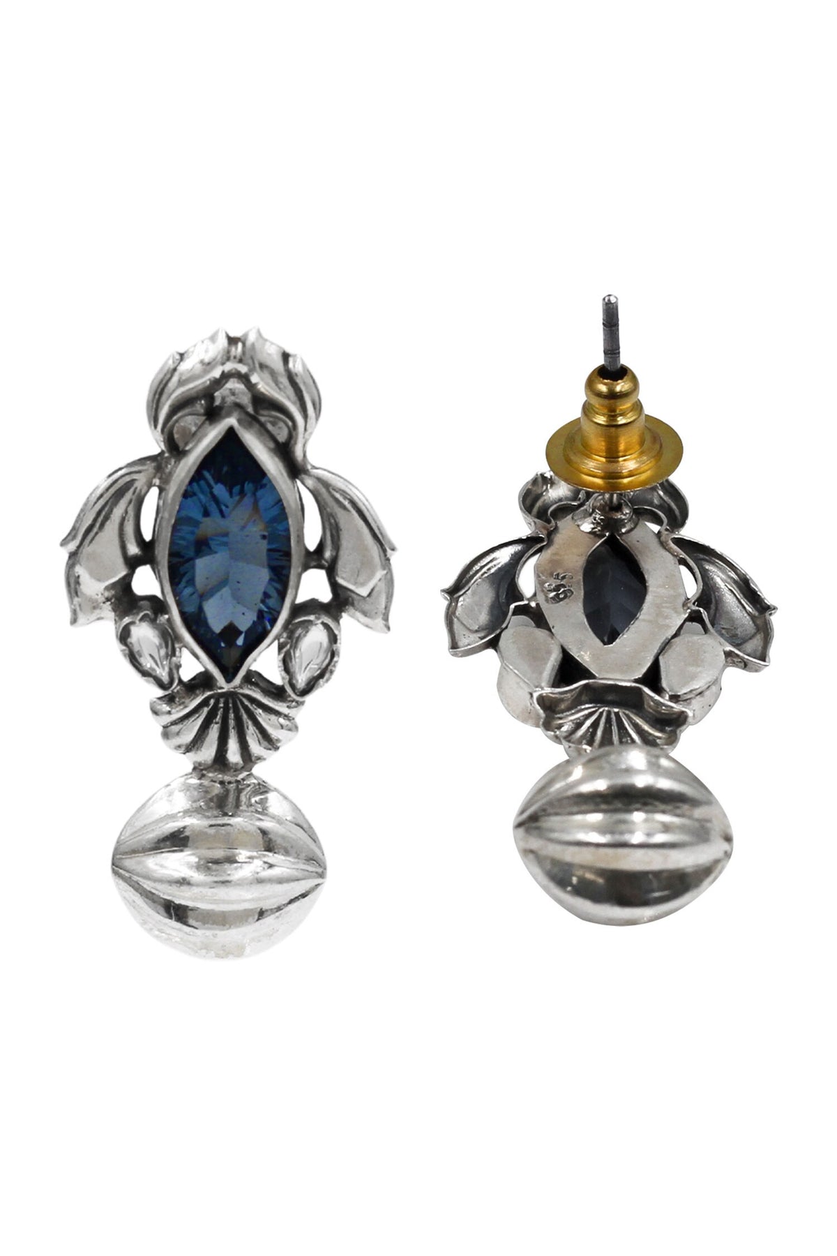 Midnight Bloom Silver Earrings 