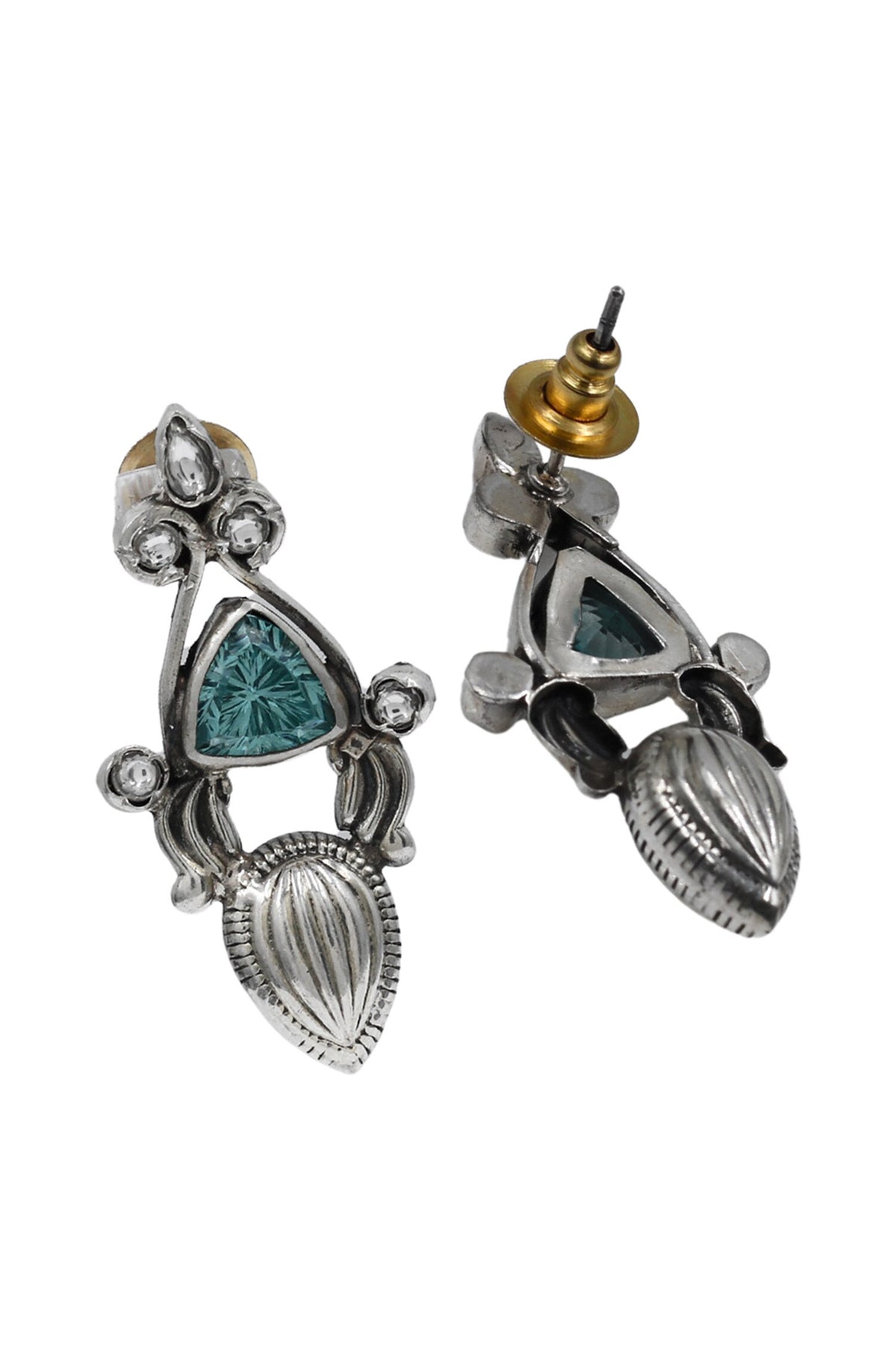 Elegant Aqua Sparkle Sterling Silver Earrings 