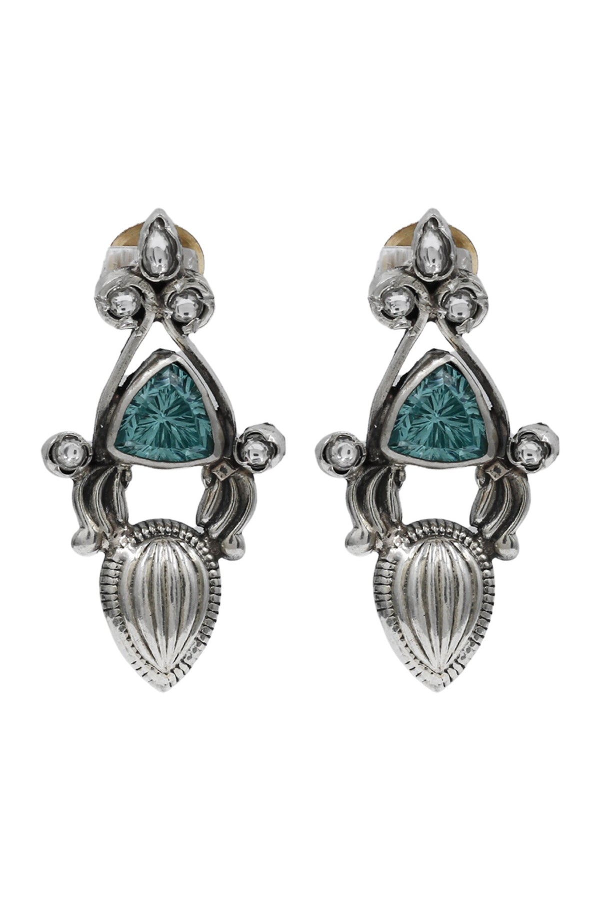 Elegant Aqua Sparkle Sterling Silver Earrings 