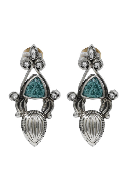 Elegant Aqua Sparkle Sterling Silver Earrings 