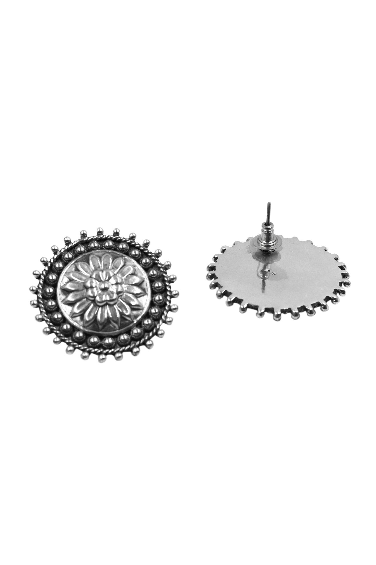 Floral Radiance Silver Studs 