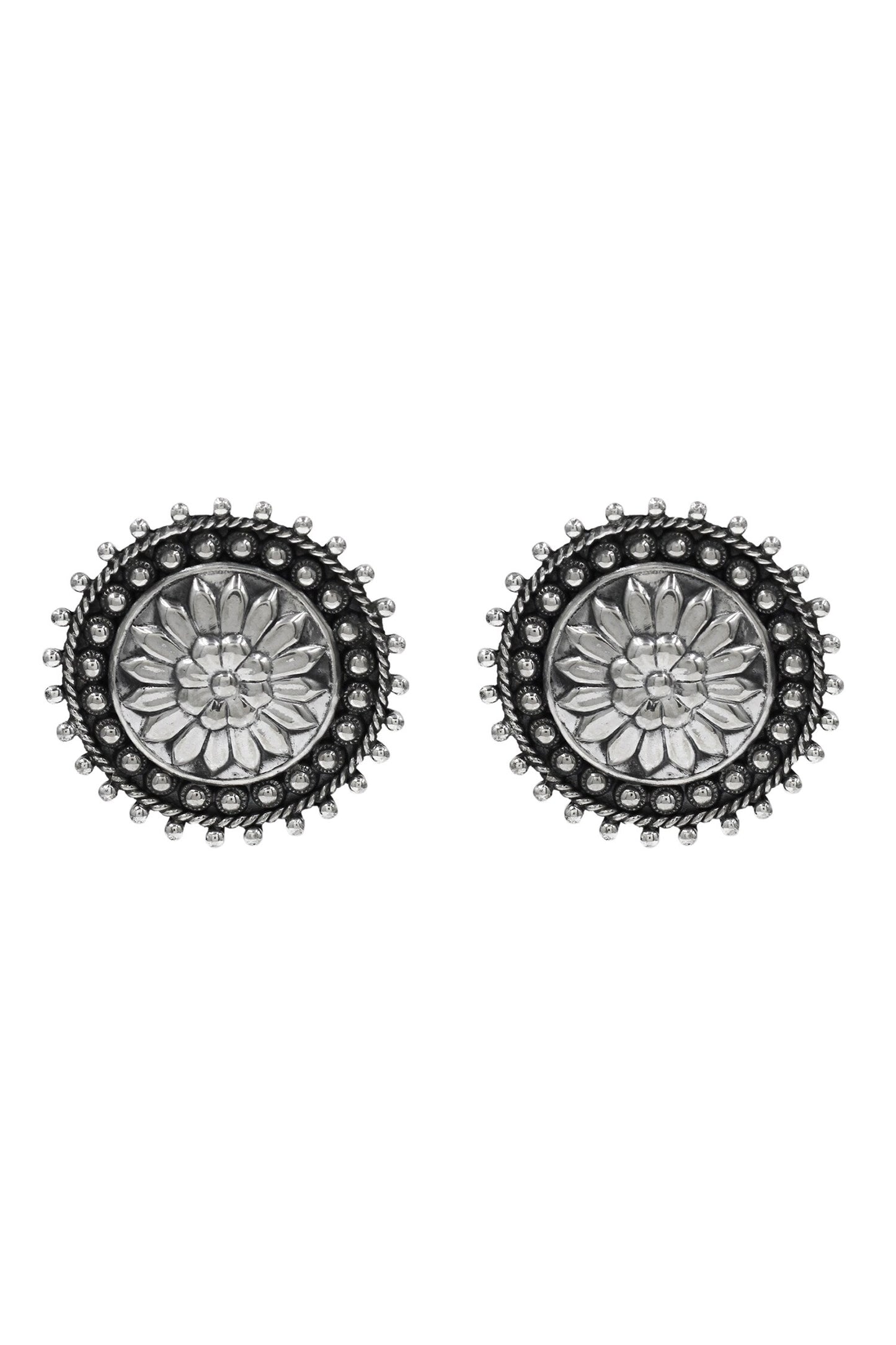 Floral Radiance Silver Studs 