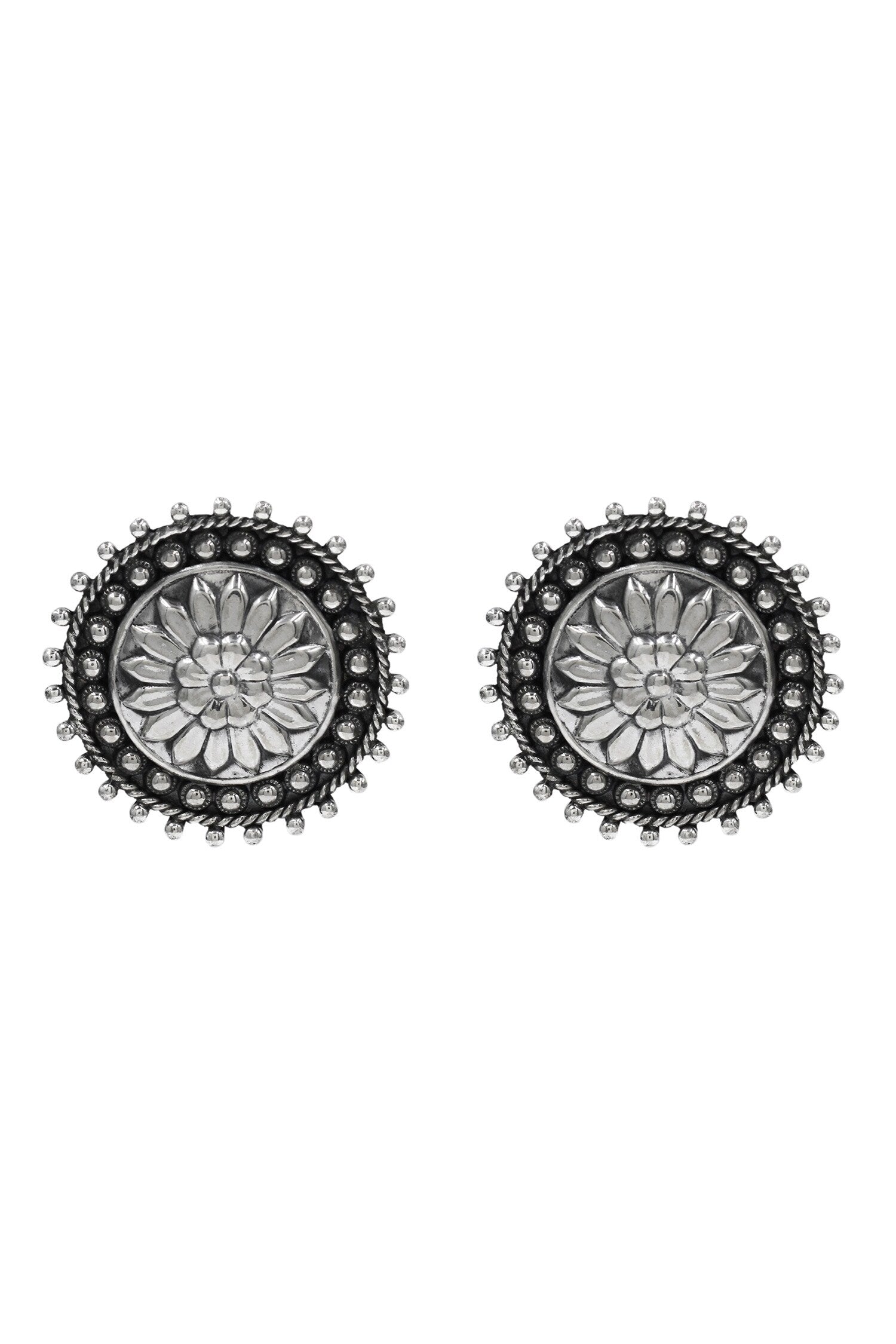 Floral Radiance Silver Studs 