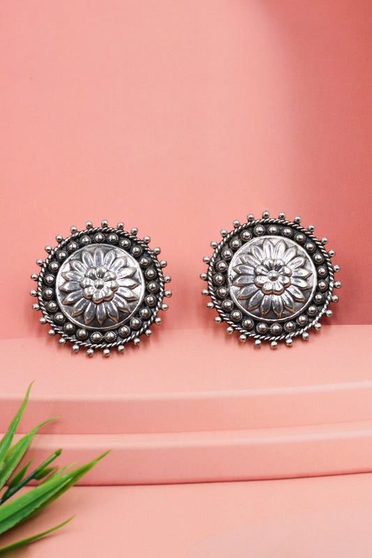 Floral Radiance Silver Studs 