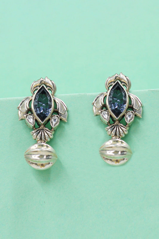 Midnight Bloom Silver Earrings 